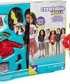 Creatable World Deluxe Character Kit DC-557 Customizable Doll with Dark Brown Wavy Hair, 6 Pieces Doll Clothes, 3 Pairs Shoes and 2 Accessories, Creative Play for All Kids 6 Years Old and Up