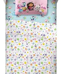 DreamWorks Franco Gabby’s Dollhouse Kids Bedding Super Soft Sheet Set, 4 pcs, Full, Pawtastic