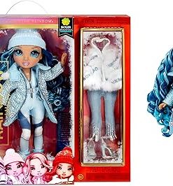 Rainbow High Winter Break Skyler Bradshaw – Blue Fashion Doll and Playset with 2 Designer Outfits, Snowboard Accessories