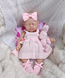 7 Inch Mini Silicone Full Body Reborn Baby Doll Realistic Newborn Doll Lifelike Sleeping Closed Eyes Baby Girl The Look Real Babies for Kids Gift 2