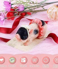 Silicone Pig Doll Toy with Bottle, Mini Soft Lifelike Silicone Pig Doll Cute Miniature Reborn Silicone Pig Interesting Full Silicone Body Piggy Toys with Accessories for Kids Home Decoration 2