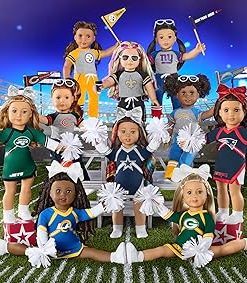 American Girl New England Patriots Cheer Uniform 18 inch Doll Clothes with Pom Poms, Navy and Red, 5 pcs, Ages 6+ 2