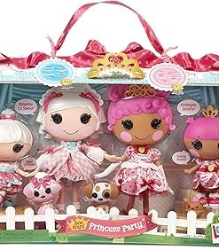 Lalaloopsy Sew Royal Princess Party 8 Pack – Crumpet & Teacup Hearts + Suzette & Mimi La Sweet, 8 Princess Dolls (Classic + Littles + Minis) + 6 Pets & Tiara, in Reusable Castle Package, Ages 3-103