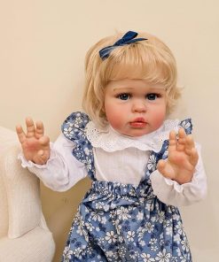 Zero Pam Realistic Reborn Toddler Dolls Girl 24 Inch Posable Cloth Body Reborn Baby That Look Real, Blonde Hair Handmade Real Life Baby Dolls Girl with Full Accessories