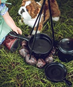 THE QUEEN’S TREASURES 18 Inch Doll Accessories, Little House on The Prairie Cooking Set Includes Fire Pit, Cauldron, Tripod, Skillet, Spider Fryer, Wooden Spoon, Compatible with American Girl Dolls 2