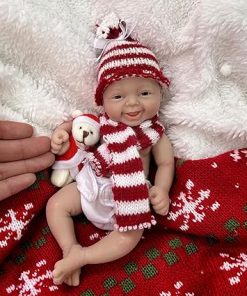 7 Inch Realistic Newborn Baby Doll, Reborn Baby Dolls Silicone Full Body Girl ，Mini Silicone Baby with Feeding Accessories