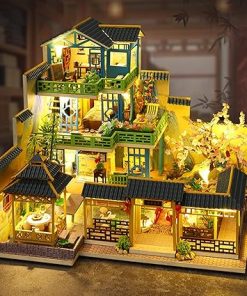 Roroom DIY Miniature and Furniture Dollhouse Kit,Mini 3D Wooden Doll House Craft Model with Dust Cover and Music Movement,Creative Room Idea for Valentine’s Day Birthday Gift（P013） 2