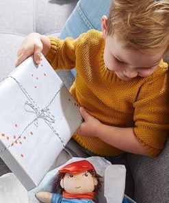 HABA Graham 12″ Soft Boy Doll with Brown Hair, Brown Eyes Overalls & Shoes for Ages 18 Months and Up 2
