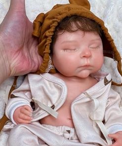 13inch Full Silicone Realistic Baby Girl Doll Reborn with Hair Silicone Doll Closed Eyes Reborn Baby Surprise Toys for Girls