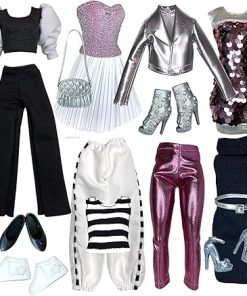 Eledoll Clothes Deluxe Fashion Pack for 11.5 inch – 12 inch Fashion Doll Sporty & Silver Set
