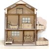 StonKraft Wooden 3D Puzzle Doll House – Home Decor, Construction Toy, Modeling Kit, School Project – Easy to Assemble (Doll House with Furniture)