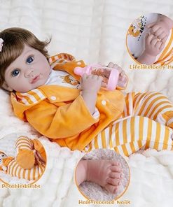 Realistic Baby Dolls 22-Inch Lifelike Baby Dolls Soft Cloth Body Lovely Real Life Reborn Baby Dolls with Clothes and Toy Accessories Birthday Gift Set for Kids 3+ 2