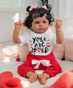 -20inch African American Baby Dolls Cloth Body Soft Vinyl Reborn Toddler Girl Premie Baby Genesis Hand Painted Doll Cute Lifelike Doll Babies Accessories for Kids 2