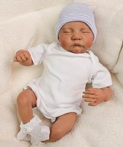 19 Inch Sleeping Girl Reborn Baby Dolls Real Life Soft Full Vinyl Poseable Body Realistic Newborn Baby Dolls with Toy Accessories for Children Age 3+ Gifts