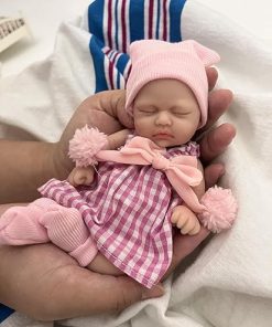 7 Inch Mini Reborn Baby Dolls ，Silicone Full Body Baby Soft Skin Mini Realistic Newborn Baby Dolls Real Life Tiny Baby Doll with Feeding Accessories-3 2