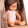 Miniland Doll 15” Caucasian Girl with Down Syndrome with Glasses (Box) – Made in Spain, Anatomically Correct, Quality, Toty