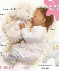 Paradise Galleries 21 Inch Realistic Reborn Newborn Baby Girl Doll in Soft White Outfit with Lovie Lamb Blankie and Accessories Gift Set – Wishes & Dreams 2