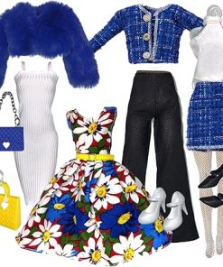 Eledoll Clothes Fashion Pack for 12 inch Fashion Doll Royal Blue Fur AZURIA Set