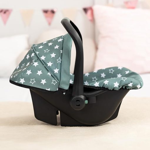 Bayer Design - Doll Deluxe Car Seat with Shade Sun Grey Green - Toy for Babies up to 18" - Seat Belt - Star - Age 3+ - 67958AA - Image 2