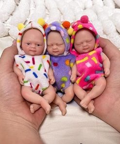 Mire & Mire Mini Reborn Baby Dolls 4.5″ Triplet Baby Dolls – Silicone Mini Baby Doll Accessories Gift Set for Toddler and Girls