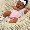 -20Inch Reborn Baby Dolls Dark Skin Lifelike Newborn Sleeping Cute Face Bebe with Outfit & Accessories Playmates for Age 3+ 3