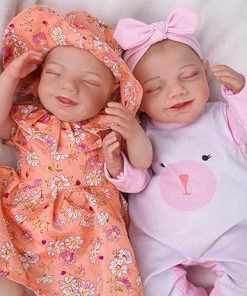 BABESIDE 2PCS Lifelike Reborn Baby Dolls Olivia Real Life Realistic-Newborn Full Body Vinyl Sleeping Baby Girl with Toy Accessories Gift Set for Kids Age 3+