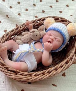 Mire & Mire 7 inch Miniature Yawn Boy Full Silicone Mini Baby Dolls with Feeding Accessory Lifelike Baby Doll Soft Realistic Baby Doll