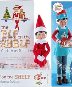The Elf on the Shelf Christmas Tradition Box Set with Elf (Light Tone Girl), Story Book and MagiFreez Cocoa to Go Barista Accessory Set (Multi-Item Bundle)