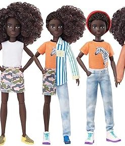 Creatable World Deluxe Character Kit DC-319 Customizable Doll with Black Curly Hair, 6 Pieces Doll Clothes, 3 Pairs Shoes and 2 Accessories, Creative Play for All Kids 6 Years Old and Up