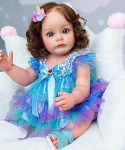 TERABITHIA 22 Inch Full Body Silicone Vinyl Realistic Reborn Baby Doll Lifelike Newborn Princess Toddler Girl Dolls Waterproof Toy for Girls Anatomically Correct