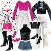 Eledoll Clothes Fashion Pack for 12 inch Fashion Doll Polka Pretty White Pink Black Set