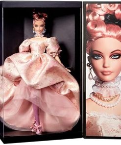 Barbie A Tribute to Fashion Doll – 18th Century-Inspired Collectible with Floral Jacquard Gown, Pink Papillote Curls, and Accessories – Gold Label 2