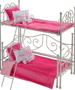 Badger Basket Metal Doll Loft Bed with Daybed for 18 Inch Dolls – Includes Ladder, Bedding & Pillows
