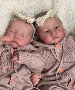 Angelbaby Lifelike Reborn Baby Twins Dolls Boy and Girl 19 inch Realistic Newborn Baby Doll Soft Silicone Awake and Sleeping Baby Handmade Cloth Body Detailed Real Babies Feel Doll Sets for Kids