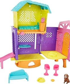 Polly Pocket 2-level Super Secret Clubhouse with Bedroom. Kitchen, Slide, 3-inch Polly doll, Peaches Dog Figure, Couch, Chair, Pie Accessories; For Ages 4 and Up 2