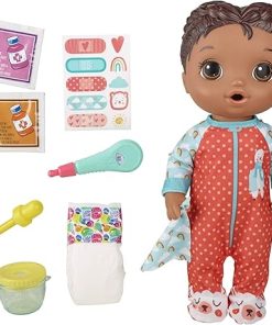 Baby Alive Mix My Medicine Baby Doll, Llama Pajamas, Drinks and Wets, Doctor Accessories, Black Hair Toy for Kids Ages 3 and Up