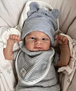 Zero Pam Real Looking Reborn Baby Dolls Boy Awake Eyes Open,17 inch Realistic Newborn Silicone Baby Elijah Painted Hair Weighted Cloth Body Vinyl Limbs Toddler Dolls That Look Real Feeling Infant Doll 2