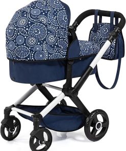 Bayer Design Dolls: Xeo Pram – Blue, White, Circles – Dolls Up to 18″, Shoulder Bag, Convertible to Pushchair, Adjustable Handle, Foldable, Kid Age 3+ 2