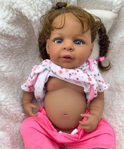 Reborn Baby Doll Black Girl Silicone Full Body 19 Inch Realistic Vinyl Baby Dolls Lifelike African American Baby Doll Real Life Toddler Dolls That Look Real Dark Skin Reborn Girl for Kids