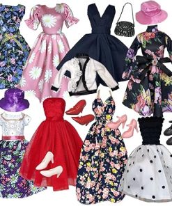 Eledoll Fashion Pack Clothes for 11.5 inch Fashion Doll Vintage Style 1950’s 1960’s Classic Dresses Vintage Floral