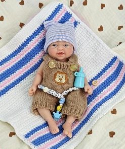 7 Inch Miniature Full Body Silicone Reborn Baby Doll Realistic Micro Newborn Doll Eyes Open Baby Boy That Looks Real Babies Soft Anti Stress Doll