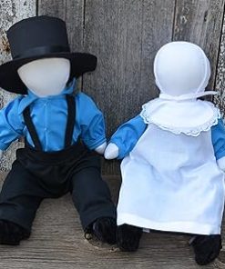 Stitchery – Amish Girl and Boy Doll Set. Approximately 15″ Tall. Clothing Colors May Vary but the Set Will Match.