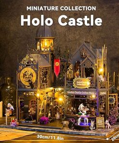 Flever Dollhouse Miniature DIY House Kit Creative Room with Furniture for Romantic Valentine’s Gift (Holo Castle) 2