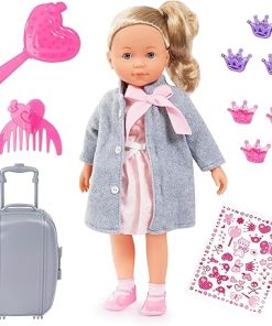 Bayer – Charlene Interactive Doll Speaks French – 100 Sounds, Suitcase, Hair Accessories – 18” Doll – Age 3+ – 94637AK