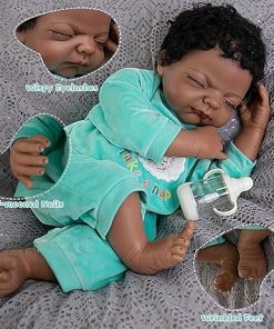 Milidool Black Reborn Baby Dolls Girl Doll 22 inch African American Lifelike Newborn Baby Girl Dolls Realistic Silicone Baby Doll That Look Real with Lamb Theme Set Gift 2