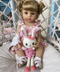 RXDOLL Reborn Toddler Dolls 22 inches Full Silicone Body Girls Reborn Babies Anatomical Correct Washable Blonde Hair Pink Outfits for Girls and Boys Gifts (22 inch Golden Hair)