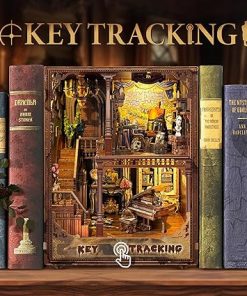 Book Nook Kit-DIY Dollhouse Kit 1:24 Scale Wooden Miniature Studio with Dust Cover Bookshelf Decor 3D Puzzle Book Nooks for Adults to Build Gift-Key Tracking (SQ-31) 2