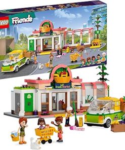 LEGO Friends Organic Supermarket Toys for Girls and Boys from 8 Years Old, Play Set with Truck and 4 Character Dolls from 2023, Role Play Gift for Children 41729