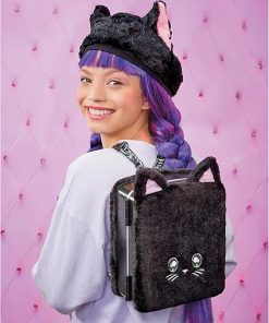 Na! Na! Na! Surprise 3-in-1 Backpack Bedroom Playset with Fashion Doll Tuesday Meow in Exclusive Outfit | Black Fuzzy Kitty Bag, Real Mirror, Closet with Drawer, Pillows, Blanket | Kids Ages 5+ 2