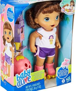 Baby Alive: Roller Skate Baby 14-Inch Doll Brown Hair, Blue Eyes Kids Toy for Boys and Girls